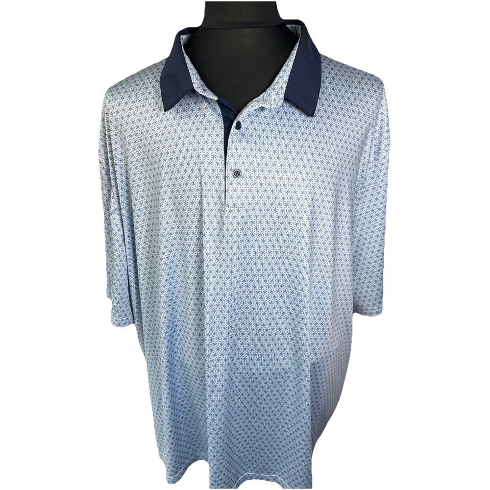 Obla Mens 4XLPerformance Blue Star Golf Polo Shirt 4 Way Stretch Wicking UPF50